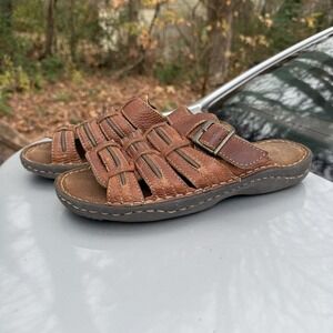 Earth Shoes Sandals Mens Size 8 Brown Leather Fisherman Edward III Comfort Slide